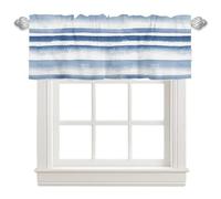 FJWMZ Spring Summer Nautical Coastal Kitchen Curtains Valances for Windows Blue Teal Gray Beach Themed Window Treatments Short Curtain Valance for Living Room Bathroom Window Decor,42x12 Inch