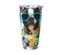 FJWSLCH 20oz Stainless Steel Tumbler with Lid and Straw Travel Coffee Mug Vacuum Insulated Travel Mug Double Wall Car Cup Thermal Mug french bulldog summer Tumblers Gifts for Women Men