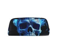 FJWSLCH 3D Print Blue skull Makeup Bag Travel Cosmetic Bag for Women Men Pencil Case Zipper Toiletry Bag Purse, Gold, One Size
