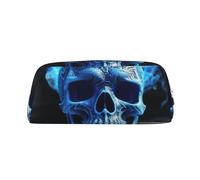 FJWSLCH 3D Print Blue skull Makeup Bag Travel Cosmetic Bag for Women Men Pencil Case Zipper Toiletry Bag Purse, Silver, One Size