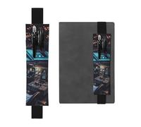 FJWSLCH Adjustable Pen Holder Elastic Band Pencil Pouch Clip PU Leather Pen Sleeve Pouch for Hardcover Journals Airplane Cockpit Pencil Holder for Notebook, Hold 2-3 Pens, Black