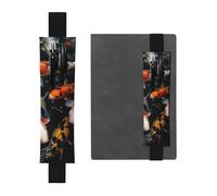 FJWSLCH Adjustable Pen Holder Elastic Band Pencil Pouch Clip PU Leather Pen Sleeve Pouch for Hardcover Journals Japan Fancy Koi Carp Fishes Pencil Holder for Notebook, Hold 2-3 Pens, Black