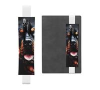 FJWSLCH Adjustable Pen Holder Elastic Band Pencil Pouch Clip PU Leather Pen Sleeve Pouch for Hardcover Journals Cool Rottweiler Dog Art Pencil Holder for Notebook, Hold 2-3 Pens, White