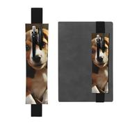 FJWSLCH Adjustable Pen Holder Elastic Band Pencil Pouch Clip PU Leather Pen Sleeve Pouch for Hardcover Journals Cute Beagle Pencil Holder for Notebook, Hold 2-3 Pens, Black
