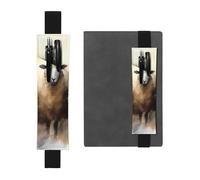 FJWSLCH Adjustable Pen Holder Elastic Band Pencil Pouch Clip PU Leather Pen Sleeve Pouch for Hardcover Journals Sheeps Watercolor Pencil Holder for Notebook, Hold 2-3 Pens, Black