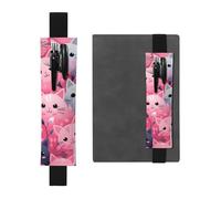 FJWSLCH Adjustable Pen Holder Elastic Band Pencil Pouch Clip PU Leather Pen Sleeve Pouch for Hardcover Journals Lovely Cat Pencil Holder for Notebook, Hold 2-3 Pens, Black