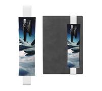 FJWSLCH Adjustable Pen Holder Elastic Band Pencil Pouch Clip PU Leather Pen Sleeve Pouch for Hardcover Journals Aircraft Fighter Jets Pencil Holder for Notebook, Hold 2-3 Pens, White