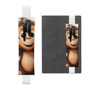 FJWSLCH Adjustable Pen Holder Elastic Band Pencil Pouch Clip PU Leather Pen Sleeve Pouch for Hardcover Journals cute monkey Pencil Holder for Notebook, Hold 2-3 Pens, White