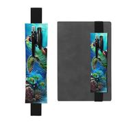 FJWSLCH Adjustable Pen Holder Elastic Band Pencil Pouch Clip PU Leather Pen Sleeve Pouch for Hardcover Journals Sea Turtles Diamond Painting Pencil Holder for Notebook, Hold 2-3 Pens, Black