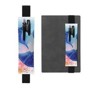FJWSLCH Adjustable Pen Holder Elastic Band Pencil Pouch Clip PU Leather Pen Sleeve Pouch for Hardcover Journals Sea Animals Stingrays Pencil Holder for Notebook, Hold 2-3 Pens, Black