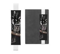 FJWSLCH Adjustable Pen Holder Elastic Band Pencil Pouch Clip PU Leather Pen Sleeve Pouch for Hardcover Journals Late Night Owl Pencil Holder for Notebook, Hold 2-3 Pens, White