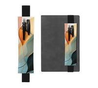 FJWSLCH Adjustable Pen Holder Elastic Band Pencil Pouch Clip PU Leather Pen Sleeve Pouch for Hardcover Journals Mid-Century Modern Style Pencil Holder for Notebook, Hold 2-3 Pens, Black