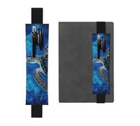 FJWSLCH Adjustable Pen Holder Elastic Band Pencil Pouch Clip PU Leather Pen Sleeve Pouch for Hardcover Journals Sea Turtle-Blue Pencil Holder for Notebook, Hold 2-3 Pens, Black