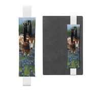 FJWSLCH Adjustable Pen Holder Elastic Band Pencil Pouch Clip PU Leather Pen Sleeve Pouch for Hardcover Journals Bluebonnet Longhorn Pencil Holder for Notebook, Hold 2-3 Pens, White