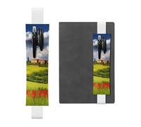 FJWSLCH Adjustable Pen Holder Elastic Band Pencil Pouch Clip PU Leather Pen Sleeve Pouch for Hardcover Journals Tuscany Spring Pencil Holder for Notebook, Hold 2-3 Pens, White