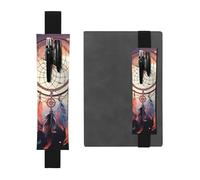 FJWSLCH Adjustable Pen Holder Elastic Band Pencil Pouch Clip PU Leather Pen Sleeve Pouch for Hardcover Journals Native American Dream Catcher Pencil Holder for Notebook, Hold 2-3 Pens, Black