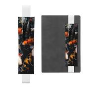 FJWSLCH Adjustable Pen Holder Elastic Band Pencil Pouch Clip PU Leather Pen Sleeve Pouch for Hardcover Journals Japan Fancy Koi Carp Fishes Pencil Holder for Notebook, Hold 2-3 Pens, White