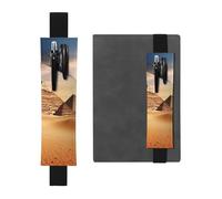 FJWSLCH Adjustable Pen Holder Elastic Band Pencil Pouch Clip PU Leather Pen Sleeve Pouch for Hardcover Journals Egyptian Pyramid in Desert Pencil Holder for Notebook, Hold 2-3 Pens, Black
