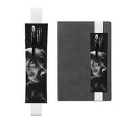 FJWSLCH Adjustable Pen Holder Elastic Band Pencil Pouch Clip PU Leather Pen Sleeve Pouch for Hardcover Journals Black Labrador Puppy Pencil Holder for Notebook, Hold 2-3 Pens, White