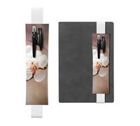 FJWSLCH Adjustable Pen Holder Elastic Band Pencil Pouch Clip PU Leather Pen Sleeve Pouch for Hardcover Journals Cherry Blossom Pencil Holder for Notebook, Hold 2-3 Pens, White