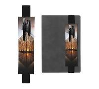 FJWSLCH Adjustable Pen Holder Elastic Band Pencil Pouch Clip PU Leather Pen Sleeve Pouch for Hardcover Journals Louvre Museum in Paris Pencil Holder for Notebook, Hold 2-3 Pens, Black