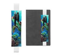 FJWSLCH Adjustable Pen Holder Elastic Band Pencil Pouch Clip PU Leather Pen Sleeve Pouch for Hardcover Journals Sea Turtles Diamond Painting Pencil Holder for Notebook, Hold 2-3 Pens, White
