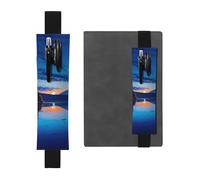 FJWSLCH Adjustable Pen Holder Elastic Band Pencil Pouch Clip PU Leather Pen Sleeve Pouch for Hardcover Journals Blue Sunset Pencil Holder for Notebook, Hold 2-3 Pens, Black