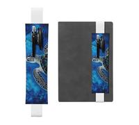 FJWSLCH Adjustable Pen Holder Elastic Band Pencil Pouch Clip PU Leather Pen Sleeve Pouch for Hardcover Journals Sea Turtle-Blue Pencil Holder for Notebook, Hold 2-3 Pens, White