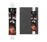 FJWSLCH Adjustable Pen Holder Elastic Band Pencil Pouch Clip PU Leather Pen Sleeve Pouch for Hardcover Journals Raccoon in The Fall Tree Hole Pencil Holder for Notebook, Hold 2-3 Pens, White