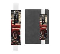 FJWSLCH Adjustable Pen Holder Elastic Band Pencil Pouch Clip PU Leather Pen Sleeve Pouch for Hardcover Journals 4th Of July Patriotic Old Red Truck Pencil Holder for Notebook, Hold 2-3 Pens, White