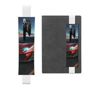 FJWSLCH Adjustable Pen Holder Elastic Band Pencil Pouch Clip PU Leather Pen Sleeve Pouch for Hardcover Journals Red race Car Pencil Holder for Notebook, Hold 2-3 Pens, White