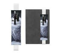 FJWSLCH Adjustable Pen Holder Elastic Band Pencil Pouch Clip PU Leather Pen Sleeve Pouch for Hardcover Journals Arctic Owl Pencil Holder for Notebook, Hold 2-3 Pens, White