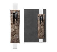 FJWSLCH Adjustable Pen Holder Elastic Band Pencil Pouch Clip PU Leather Pen Sleeve Pouch for Hardcover Journals Petoskey Stone Pencil Holder for Notebook, Hold 2-3 Pens, White