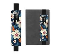 FJWSLCH Adjustable Pen Holder Elastic Band Pencil Pouch Clip PU Leather Pen Sleeve Pouch for Hardcover Journals Hawaii Flower Pencil Holder for Notebook, Hold 2-3 Pens, Black