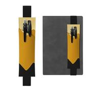 FJWSLCH Adjustable Pen Holder Elastic Band Pencil Pouch Clip PU Leather Pen Sleeve Pouch for Hardcover Journals Mustard Yellow and Black Pencil Holder for Notebook, Hold 2-3 Pens, Black
