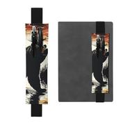 FJWSLCH Adjustable Pen Holder Elastic Band Pencil Pouch Clip PU Leather Pen Sleeve Pouch for Hardcover Journals Bear silhouette Pencil Holder for Notebook, Hold 2-3 Pens, Black