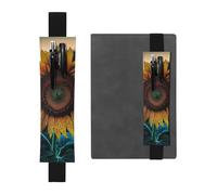 FJWSLCH Adjustable Pen Holder Elastic Band Pencil Pouch Clip PU Leather Pen Sleeve Pouch for Hardcover Journals The most beautiful sunflower Pencil Holder for Notebook, Hold 2-3 Pens, Black