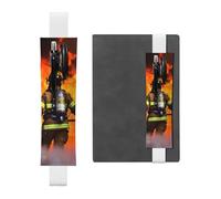 FJWSLCH Adjustable Pen Holder Elastic Band Pencil Pouch Clip PU Leather Pen Sleeve Pouch for Hardcover Journals Firefighter Fireman Flame Pencil Holder for Notebook, Hold 2-3 Pens, White