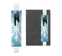 FJWSLCH Adjustable Pen Holder Elastic Band Pencil Pouch Clip PU Leather Pen Sleeve Pouch for Hardcover Journals Winter Snowflake Pencil Holder for Notebook, Hold 2-3 Pens, White
