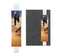 FJWSLCH Adjustable Pen Holder Elastic Band Pencil Pouch Clip PU Leather Pen Sleeve Pouch for Hardcover Journals Egyptian Pyramid in Desert Pencil Holder for Notebook, Hold 2-3 Pens, White