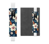 FJWSLCH Adjustable Pen Holder Elastic Band Pencil Pouch Clip PU Leather Pen Sleeve Pouch for Hardcover Journals Hawaii Flower Pencil Holder for Notebook, Hold 2-3 Pens, White