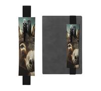 FJWSLCH Adjustable Pen Holder Elastic Band Pencil Pouch Clip PU Leather Pen Sleeve Pouch for Hardcover Journals Donkey Animals Pencil Holder for Notebook, Hold 2-3 Pens, Black