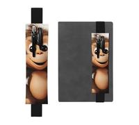 FJWSLCH Adjustable Pen Holder Elastic Band Pencil Pouch Clip PU Leather Pen Sleeve Pouch for Hardcover Journals cute monkey Pencil Holder for Notebook, Hold 2-3 Pens, Black