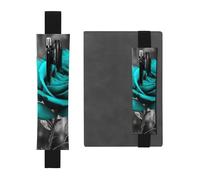 FJWSLCH Adjustable Pen Holder Elastic Band Pencil Pouch Clip PU Leather Pen Sleeve Pouch for Hardcover Journals Teal Grey Rose Pencil Holder for Notebook, Hold 2-3 Pens, Black