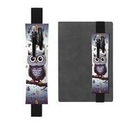 FJWSLCH Adjustable Pen Holder Elastic Band Pencil Pouch Clip PU Leather Pen Sleeve Pouch for Hardcover Journals Owl Tree Branches Pencil Holder for Notebook, Hold 2-3 Pens, Black
