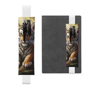 FJWSLCH Adjustable Pen Holder Elastic Band Pencil Pouch Clip PU Leather Pen Sleeve Pouch for Hardcover Journals Jungle Tigers Cub Pencil Holder for Notebook, Hold 2-3 Pens, White