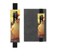 FJWSLCH Adjustable Pen Holder Elastic Band Pencil Pouch Clip PU Leather Pen Sleeve Pouch for Hardcover Journals Chicken Chick Pencil Holder for Notebook, Hold 2-3 Pens, Black