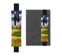 FJWSLCH Adjustable Pen Holder Elastic Band Pencil Pouch Clip PU Leather Pen Sleeve Pouch for Hardcover Journals Tuscany Spring Pencil Holder for Notebook, Hold 2-3 Pens, Black