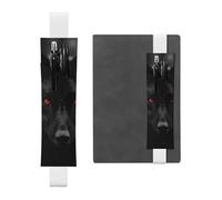 FJWSLCH Adjustable Pen Holder Elastic Band Pencil Pouch Clip PU Leather Pen Sleeve Pouch for Hardcover Journals Black Red Eyed Wolf Pencil Holder for Notebook, Hold 2-3 Pens, White