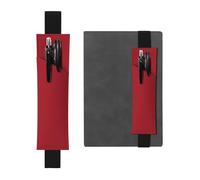 FJWSLCH Adjustable Pen Holder Elastic Band Pencil Pouch Clip PU Leather Pen Sleeve Pouch for Hardcover Journals Amaranth red Pencil Holder for Notebook, Hold 2-3 Pens, Black
